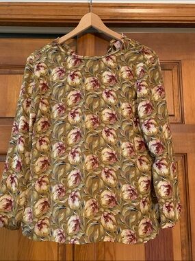 Philosophy Floral Long-Sleeve Blouse in Olive Multi